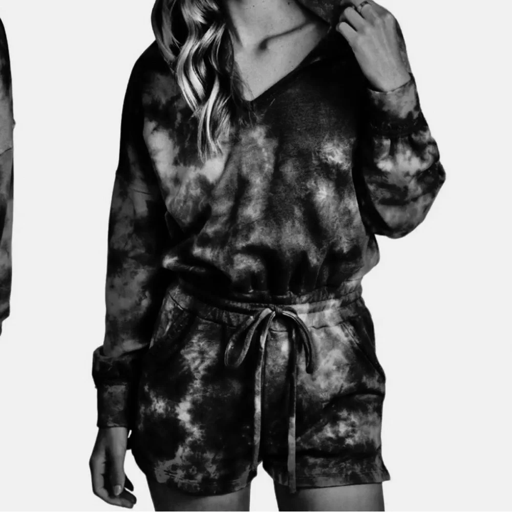 Free People Blue Tie-Dye Hooded Romper